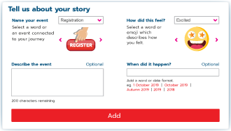 Step 2 - 'Tell us about your story' form